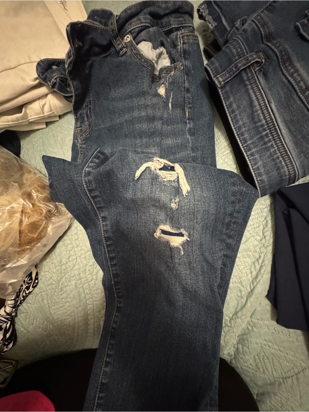 Maurices Dark Blue Distressed Ankle Jeans